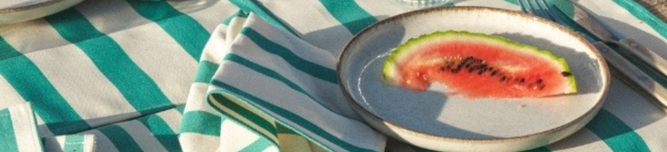 Adour Vert : toile rayée vert et blanc 100 % coton | Artiga