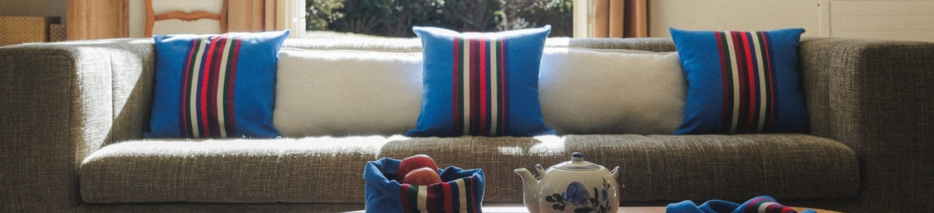 Mauléon Bleu Atoll : toile rayée 100 % coton | Artiga