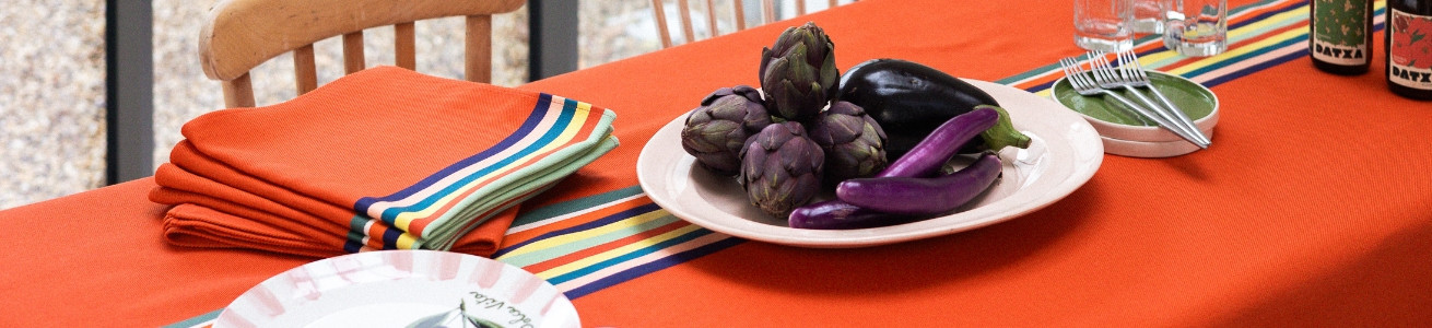 Mauléon Orange | Toile rayée fruitée Artiga