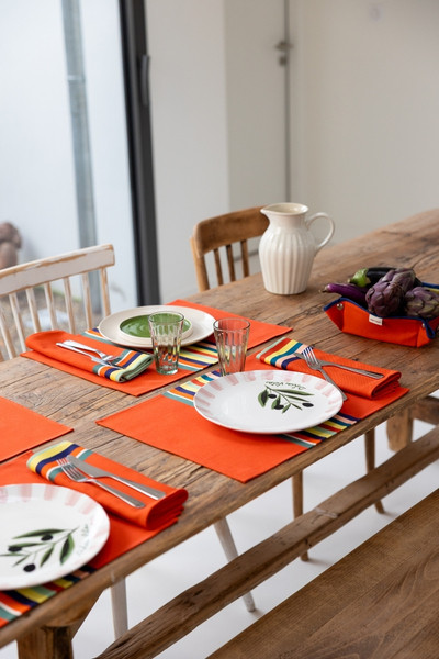 Mauléon Orange | Toile rayée fruitée Artiga