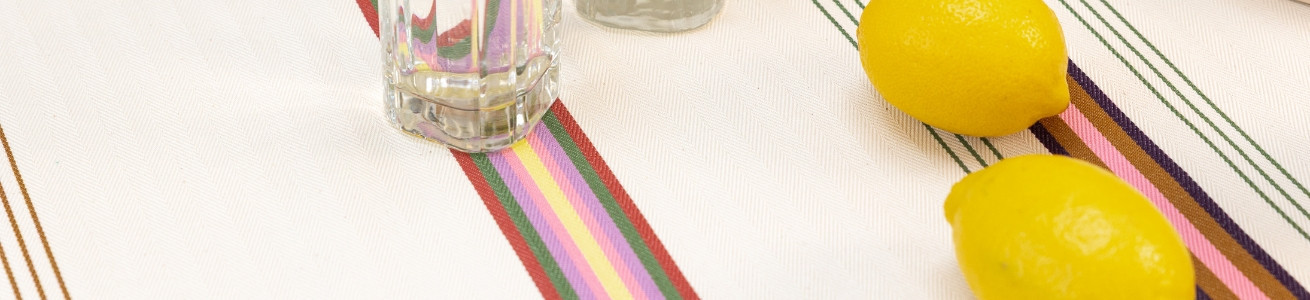 Sore | Toile rayée et chevron naturel Artiga