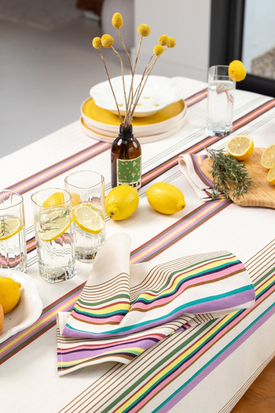 Sore | Toile rayée et chevron naturel Artiga