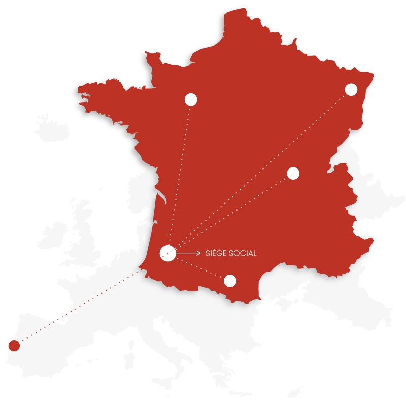 Carte illustrant la localisation des tisseurs en France et au Portugal